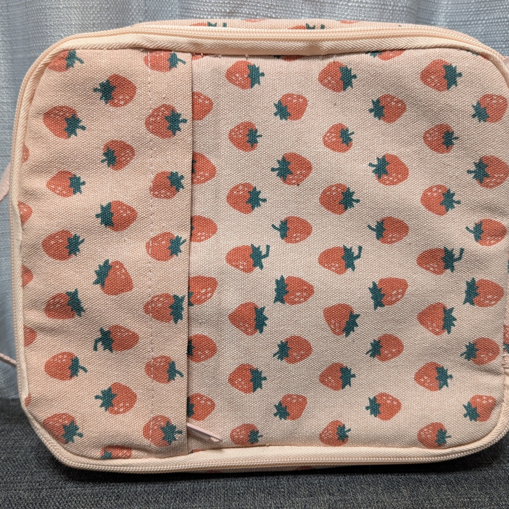 Charming Strawberry Patterned Cream Bag